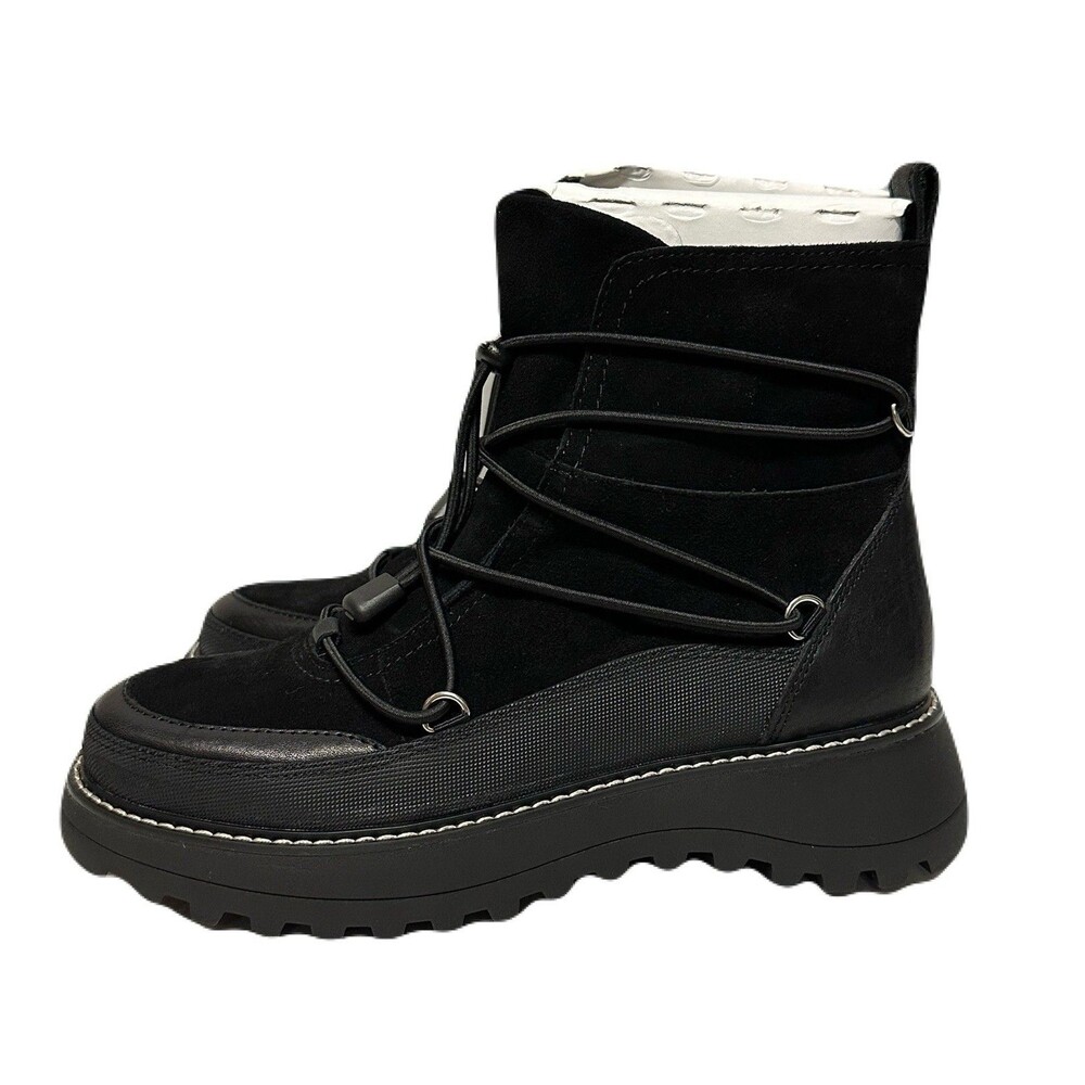 NEW Lucky Brand Womens Size 6.5 Caelia Pull On Black Suede Lug Sole Winter Boots - Picture 4 of 9